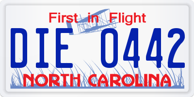NC license plate DIE0442