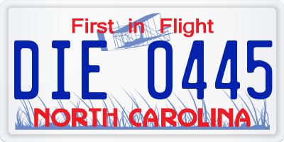 NC license plate DIE0445