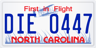 NC license plate DIE0447