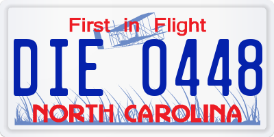 NC license plate DIE0448