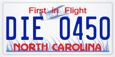 NC license plate DIE0450