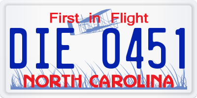 NC license plate DIE0451