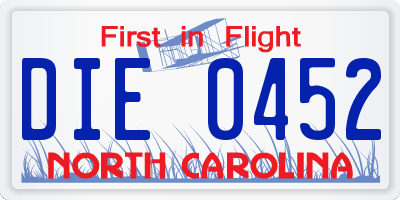 NC license plate DIE0452