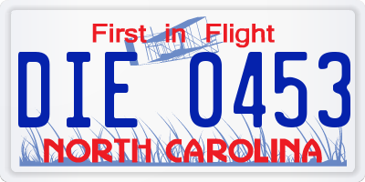 NC license plate DIE0453