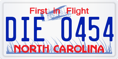 NC license plate DIE0454