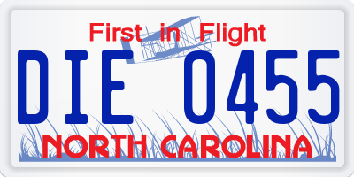 NC license plate DIE0455