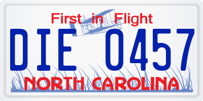 NC license plate DIE0457
