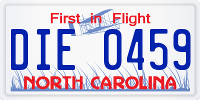 NC license plate DIE0459