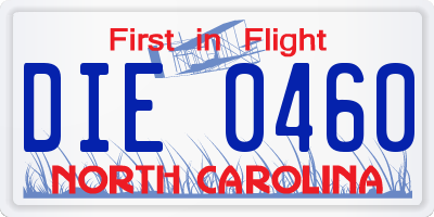 NC license plate DIE0460