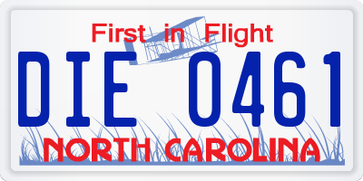 NC license plate DIE0461