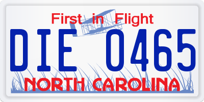NC license plate DIE0465