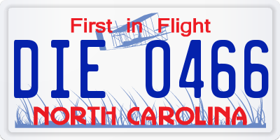 NC license plate DIE0466