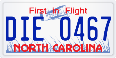 NC license plate DIE0467