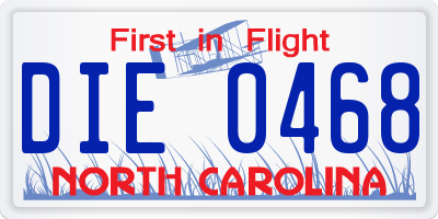 NC license plate DIE0468