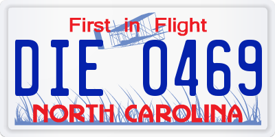 NC license plate DIE0469