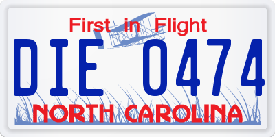 NC license plate DIE0474
