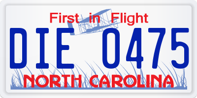 NC license plate DIE0475