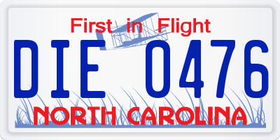 NC license plate DIE0476