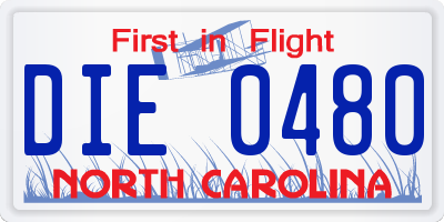 NC license plate DIE0480