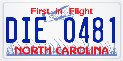 NC license plate DIE0481