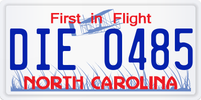 NC license plate DIE0485