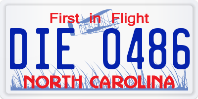 NC license plate DIE0486