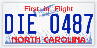 NC license plate DIE0487