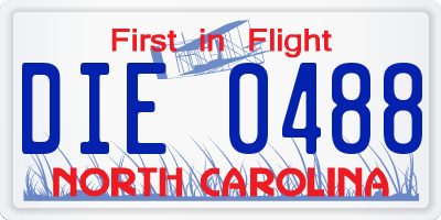 NC license plate DIE0488