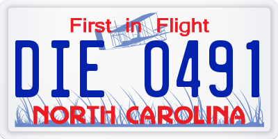 NC license plate DIE0491