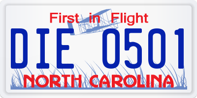 NC license plate DIE0501