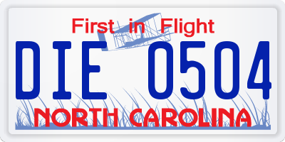 NC license plate DIE0504