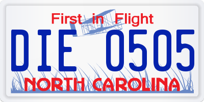 NC license plate DIE0505