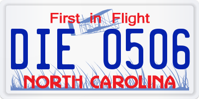 NC license plate DIE0506