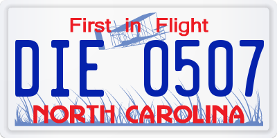 NC license plate DIE0507