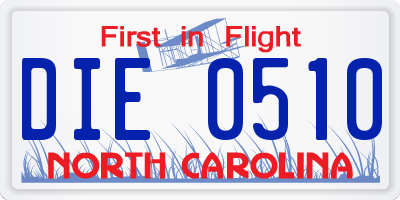 NC license plate DIE0510