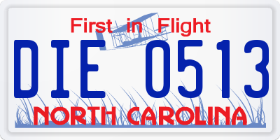 NC license plate DIE0513