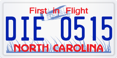 NC license plate DIE0515
