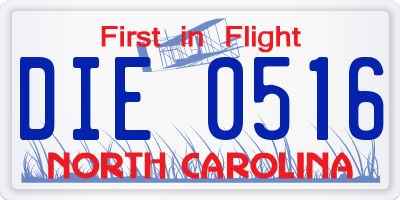 NC license plate DIE0516
