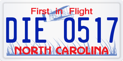 NC license plate DIE0517