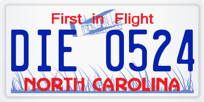 NC license plate DIE0524