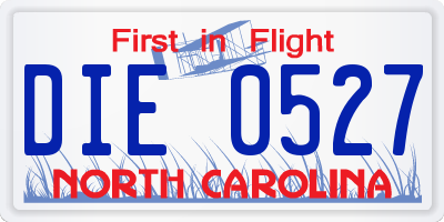 NC license plate DIE0527