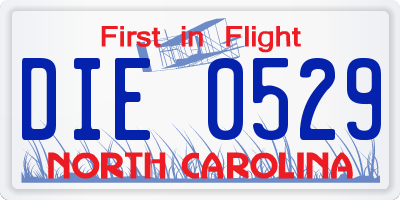 NC license plate DIE0529