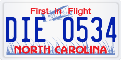 NC license plate DIE0534
