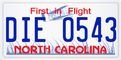 NC license plate DIE0543