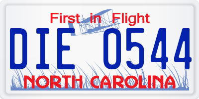 NC license plate DIE0544