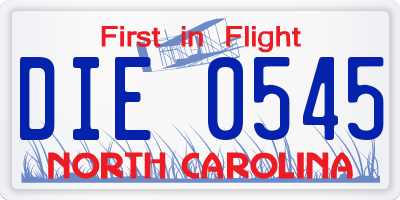 NC license plate DIE0545