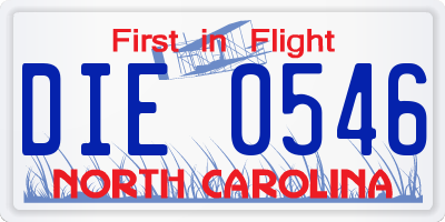 NC license plate DIE0546