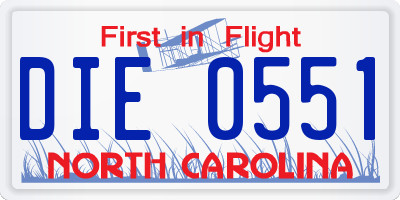 NC license plate DIE0551