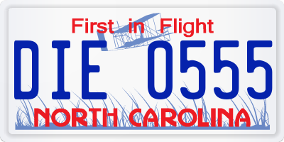 NC license plate DIE0555