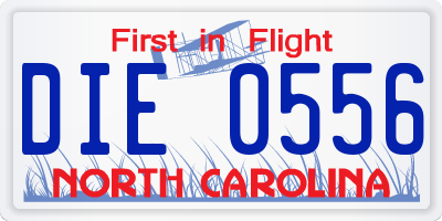 NC license plate DIE0556